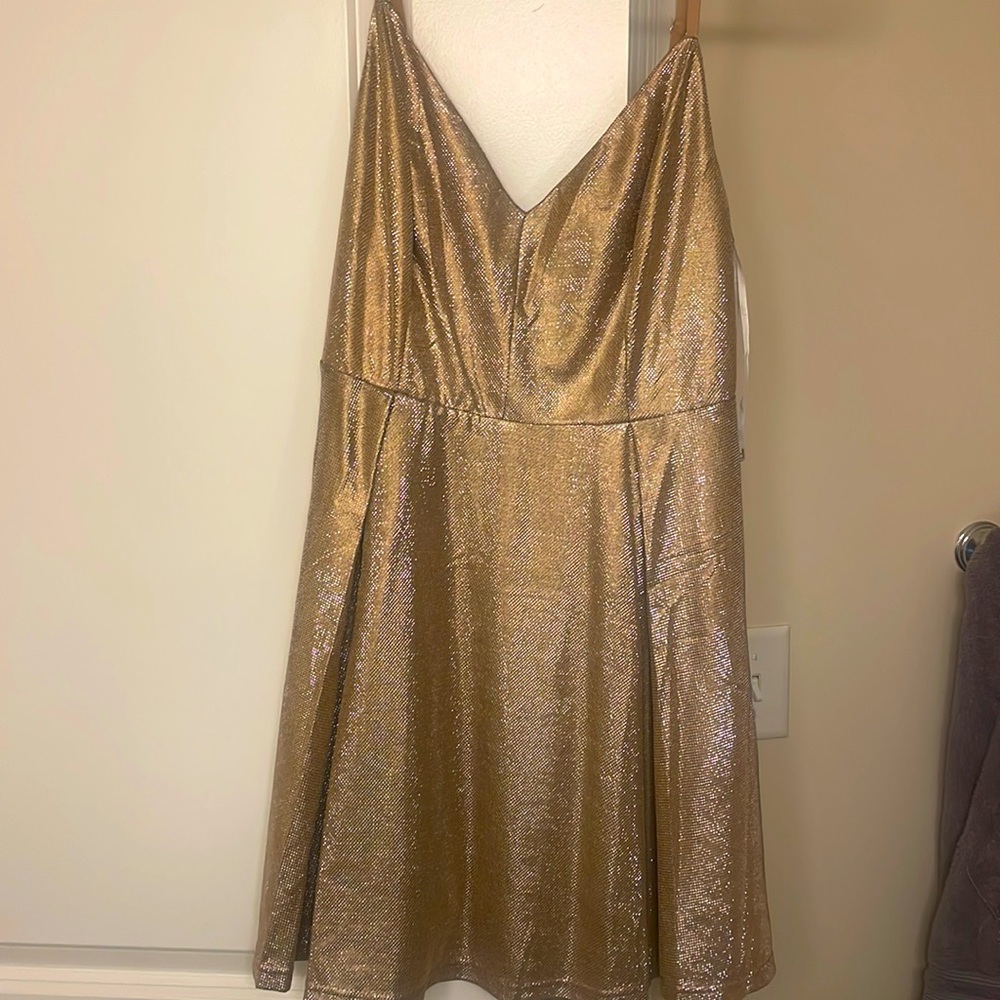 Lulus sparkly gold skater dress